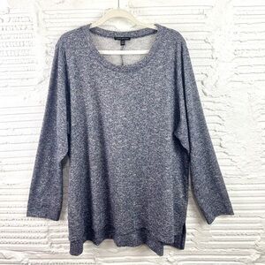 Lane Bryant Knit Tunic Relaxed Fit Hi-Lo Hem Heather Blue W/Metallic Size‎ 22/24